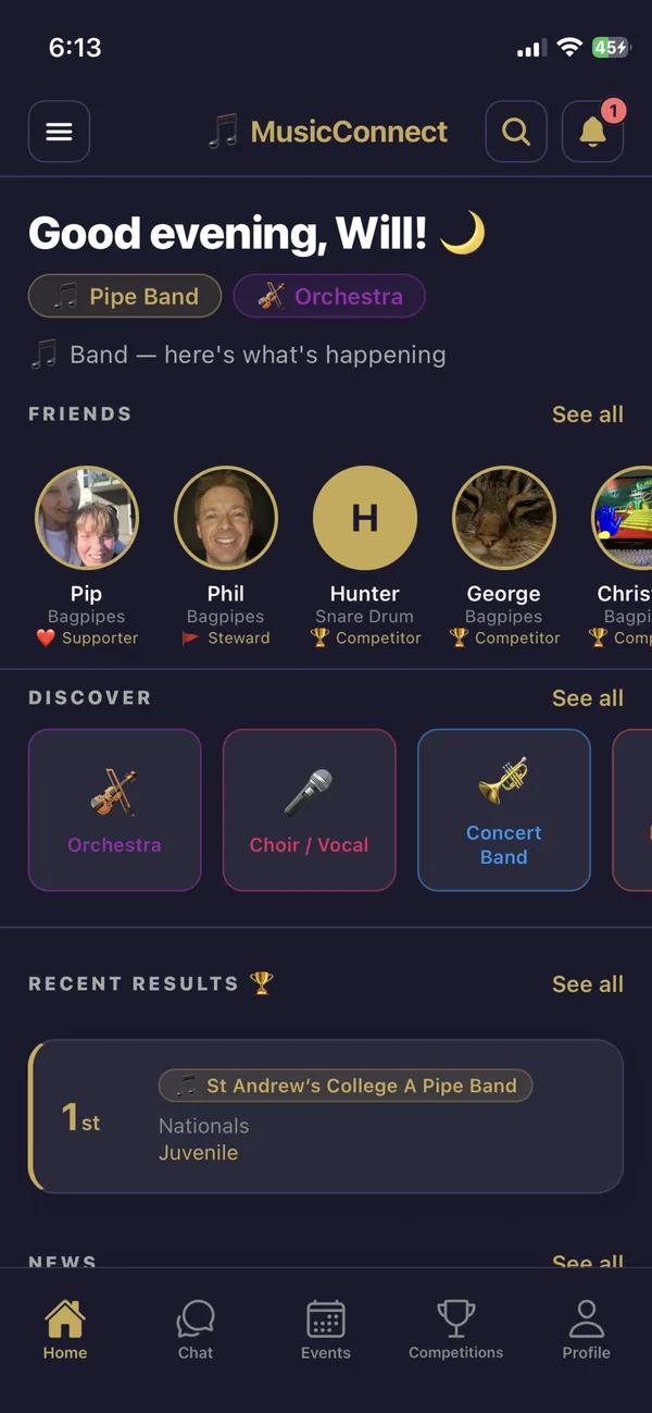 A MusicConnect screen